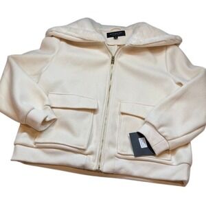 MARC NEW YORK Faux Fur Collar Full Zip Jacket Coat Cream Color Size Medium New